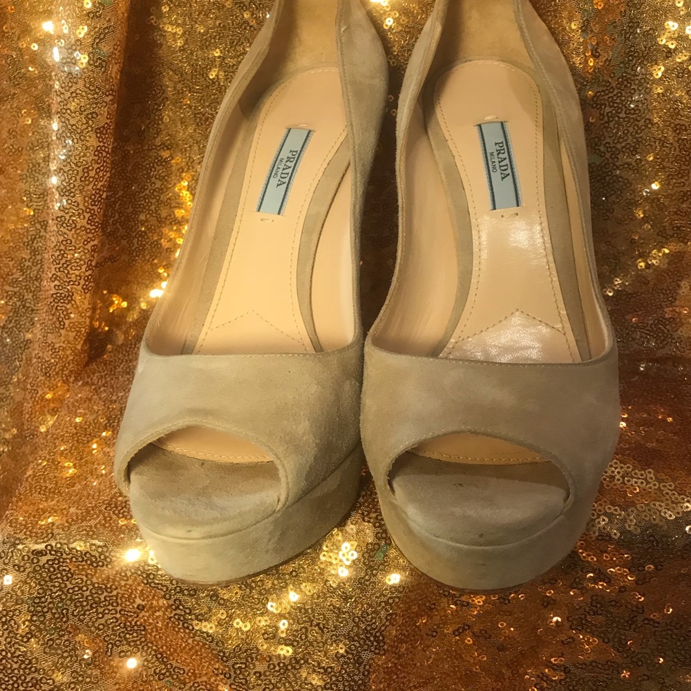 Prada Calzature Donna Camoscio Suede Peep Toe